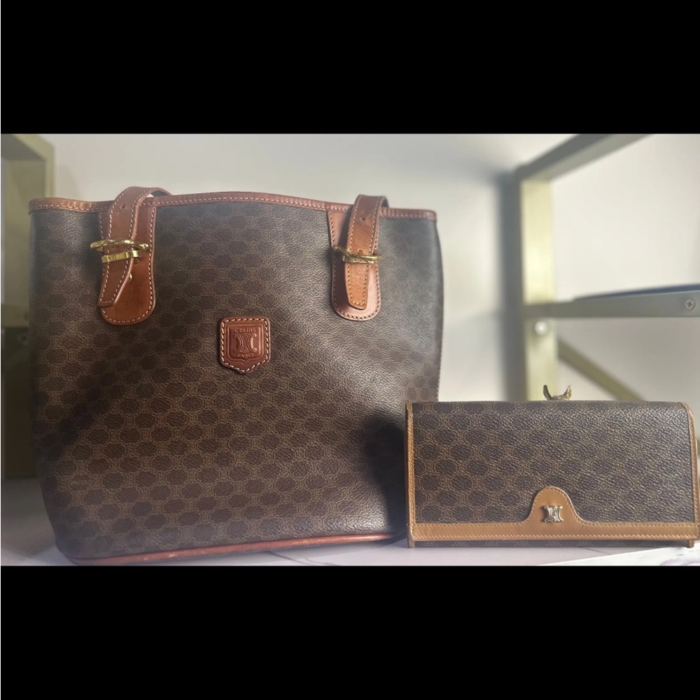 Vintage Celine Macadam Tote & Wallet Set – Classic Parisian Luxury